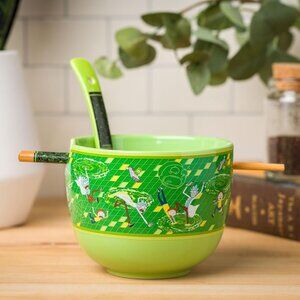 NEW Rick and Morty Ceramic Ramen Bowl With Chopsticks and Spoon Microwave Safe 2